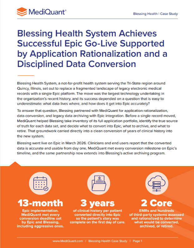 Blessing Health System Achieves Successful Epic Go-Live Supported by Application Rationalization and a Disciplined Data Conversion